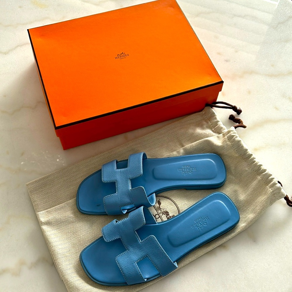 Hermès Oran Bleu Cameo size 37 ½